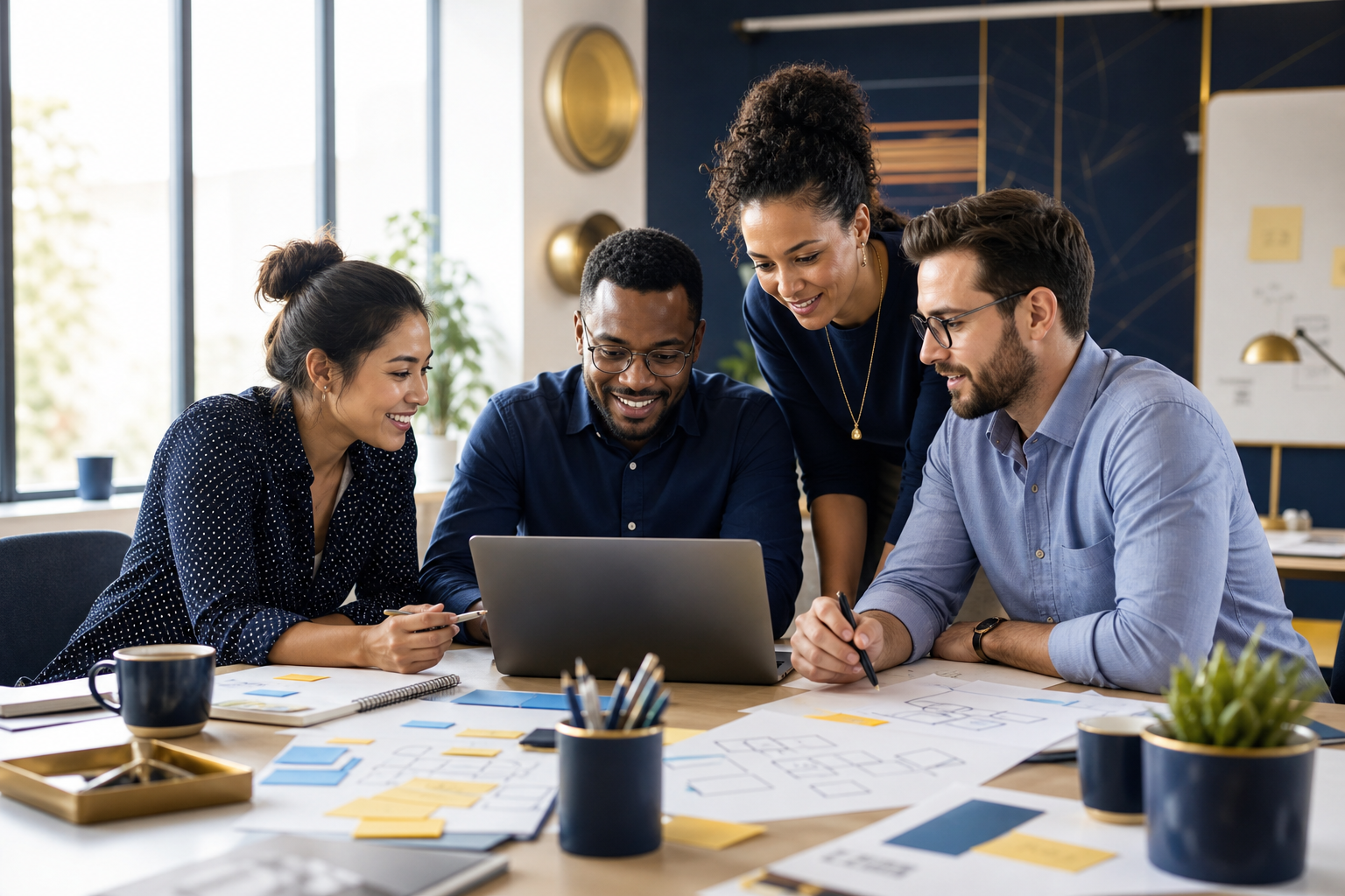 Gemischte Gruppe entwickelt gemeinsam erste technische Ideen im SWEX.AI Knowledge Camp.